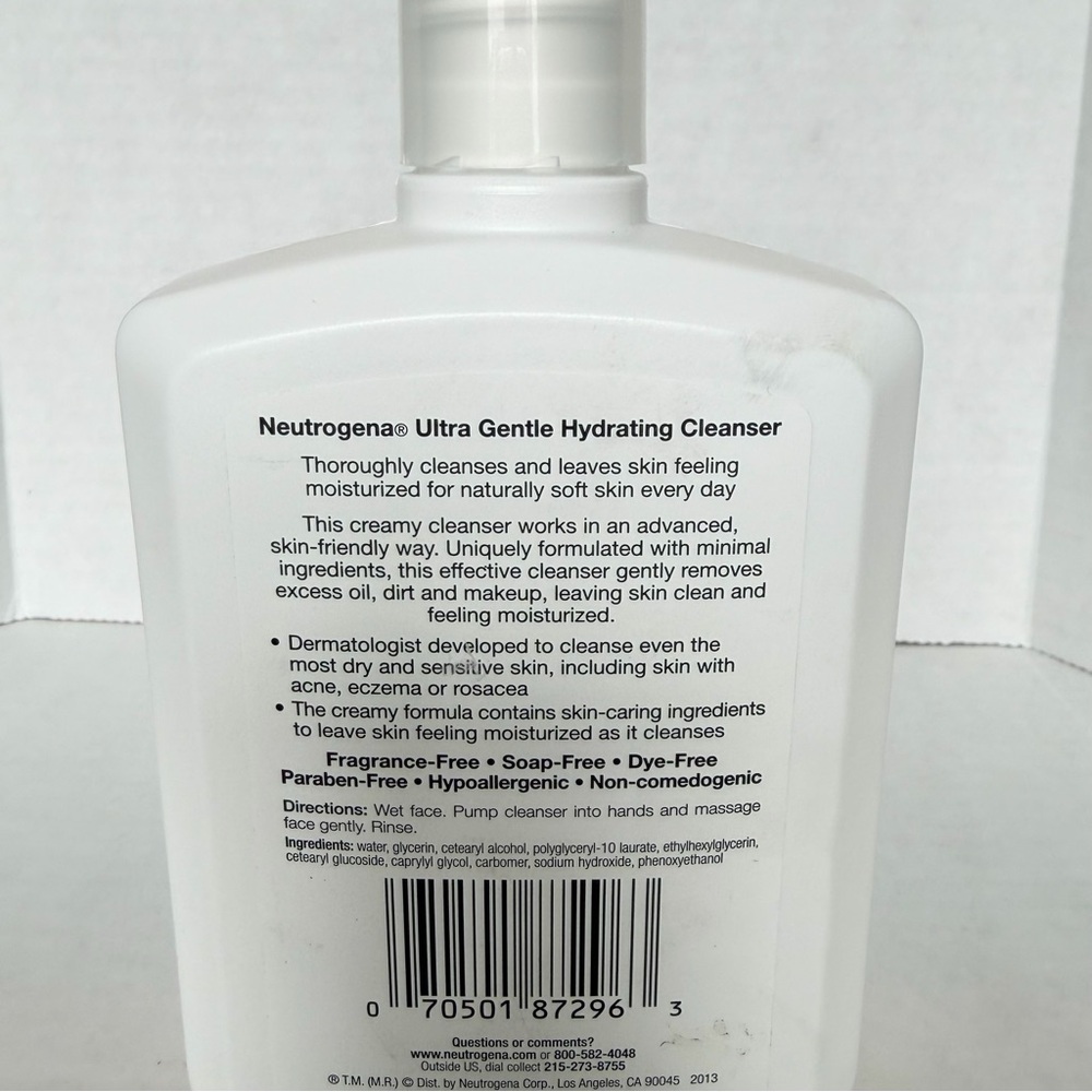 New Discontinued Neutrogena Ultra Gentle Hydrating Cleanser Creamy Formula 12 oz - Picture 5 of 8